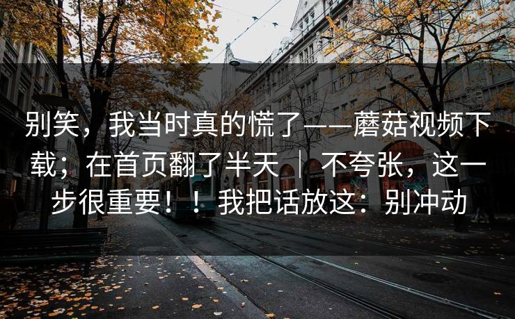 别笑，我当时真的慌了——蘑菇视频下载；在首页翻了半天 ｜ 不夸张，这一步很重要！！我把话放这：别冲动